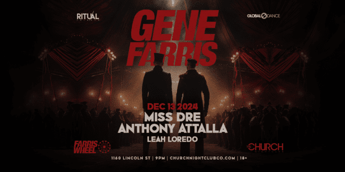 Gene Farris at Church Nightclub in Denver Event Flyer Dec 13