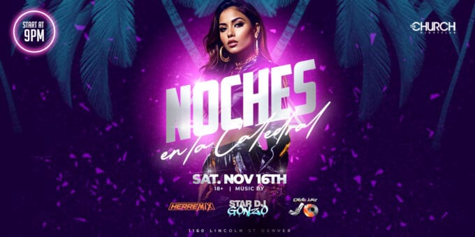 Latin Night at Church Nightclub in Denver Event Flyer Nov 16