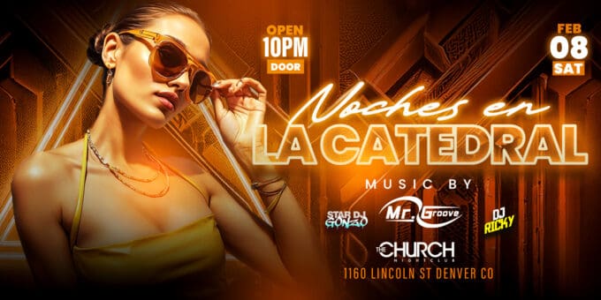 Latin Night at Church Nightclub in Denver Event Flyer Feb 8