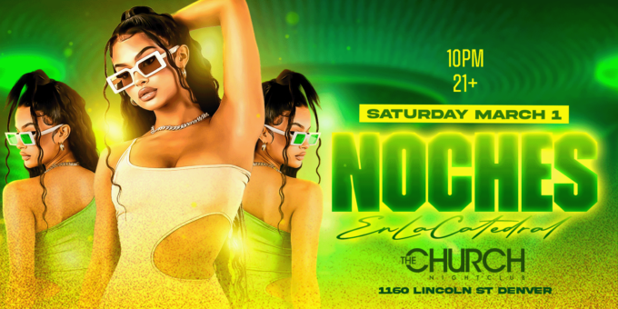 Latin Night at Church Nightclub in Denver Event Flyer Mar 1