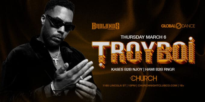 TroyBoi at Church Nightclub in Denver Event Flyer Mar 6