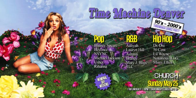 Time Machine at Church Nightclub in Denver Event Flyer May 25