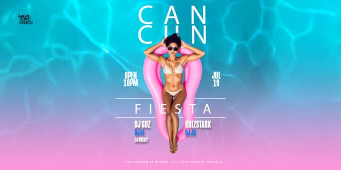 Latin Night at Church Nightclub in Denver Event Flyer July 19
