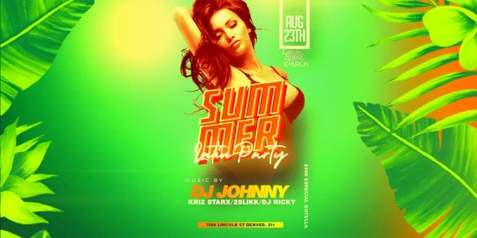 Latin Night at Church Nightclub in Denver Event Flyer Aug 23
