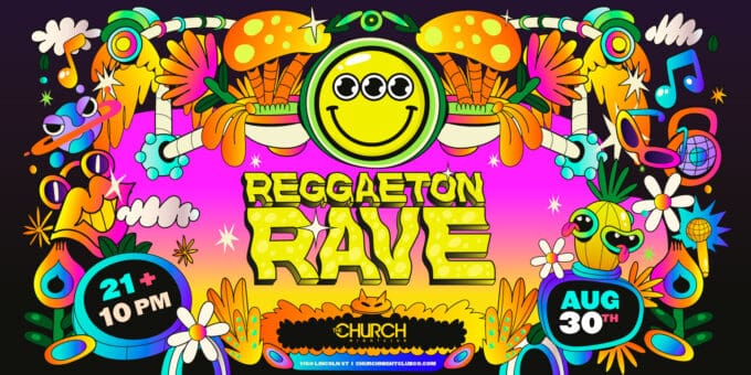 Reggaeton Rave at Church Nightclub in Denver Event Flyer Aug 30