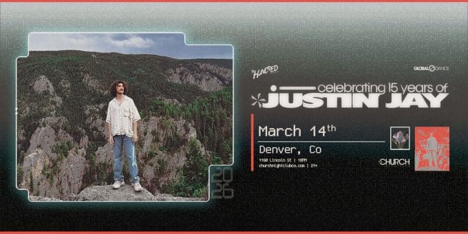 Justin Jay at Church Nightclub in Denver Event Flyer March 14