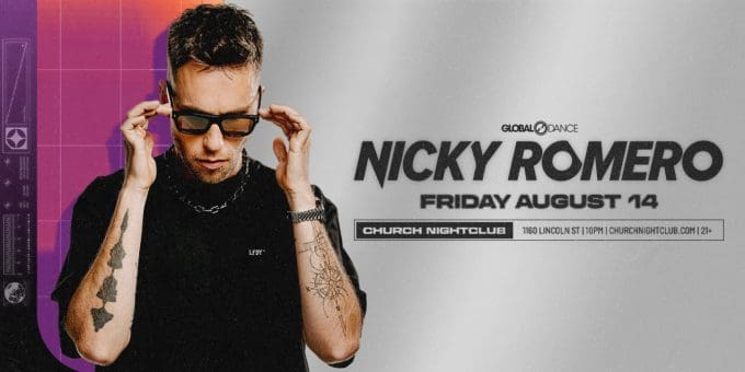 Nicky Romero at Church Nightclub in Denver Event Flyer on August 14